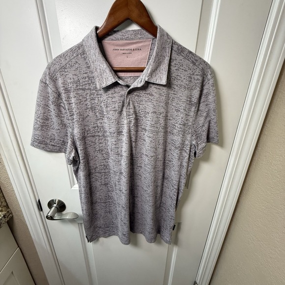John Varvatos Other - John Varvatos USA Polo Shirt Men's Large Gray Space Dye Short Sleeve Casual